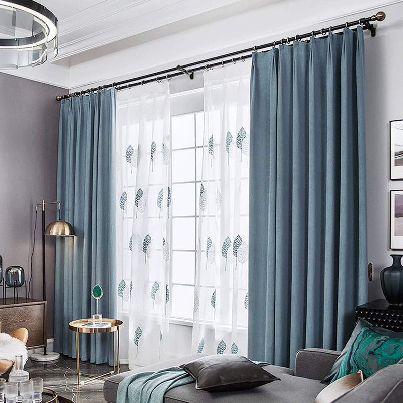 Goowin Double Curtain Rod Holder, 2 pcs Brackets Hooks for Living Room Bedroom Drapery Rods (Black) - Image 2